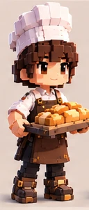 Apprentice baker with a tray of bread