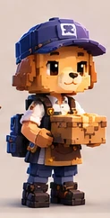 Dog in a cap delivering a box