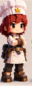 Red-haired master baker in a tall chef hat