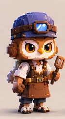 Owl chef with goggles and a spatula