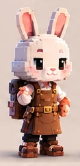 White rabbit assistant in an apron